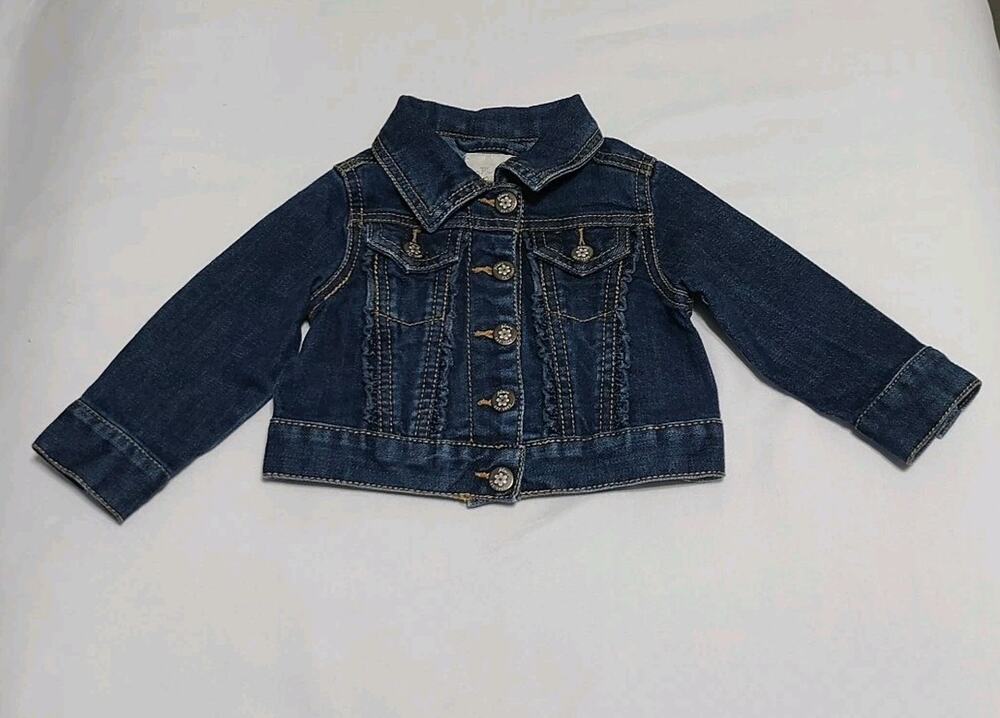 The Children's Place Denim Jacket Blue Button Up size 6-9 Months Pre-owned EUC